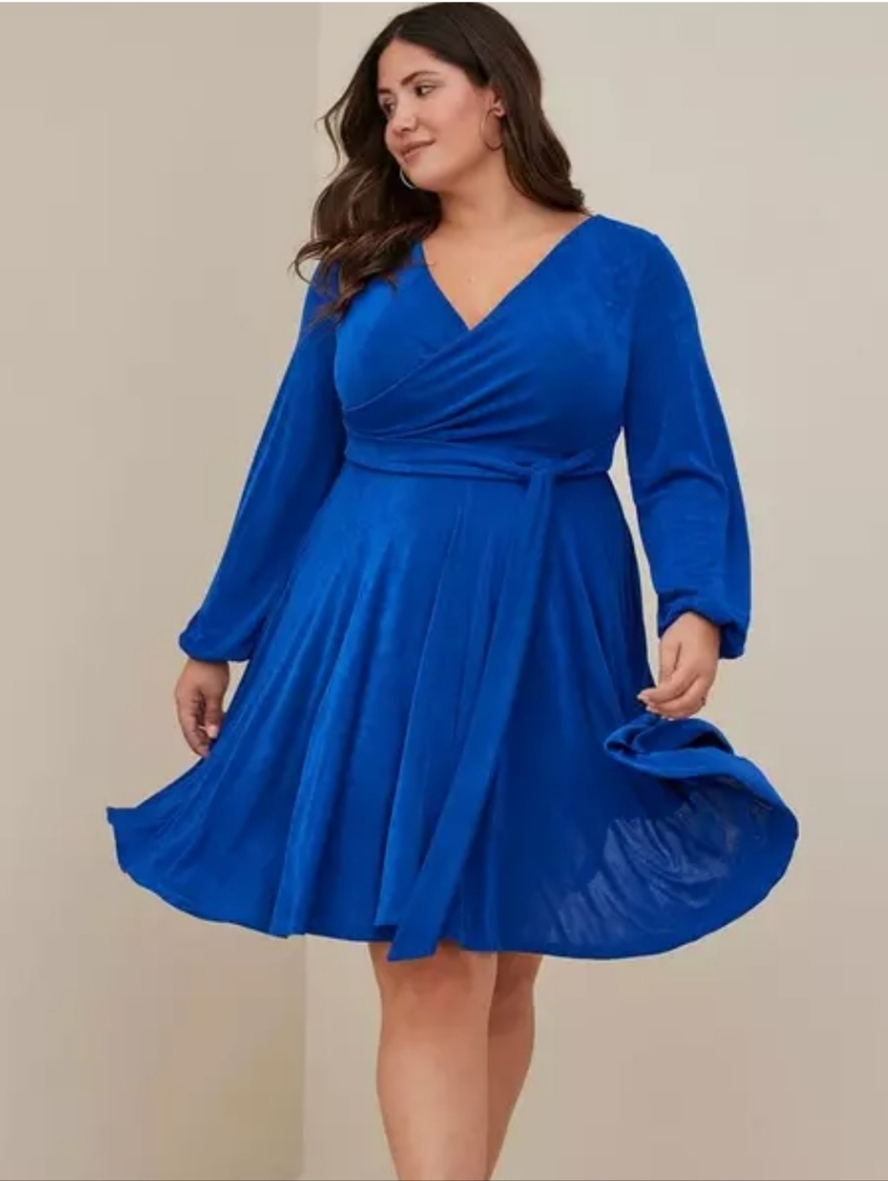 NWT Torrid Cobalt Blue Long Sleeve Faux Wrap Skater Dress Size 3